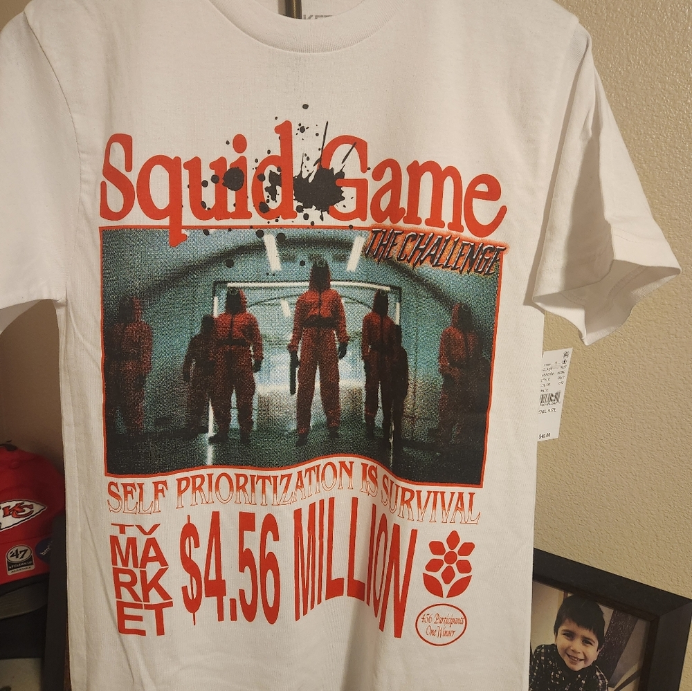 Red and White Squid Game Graphic Tee